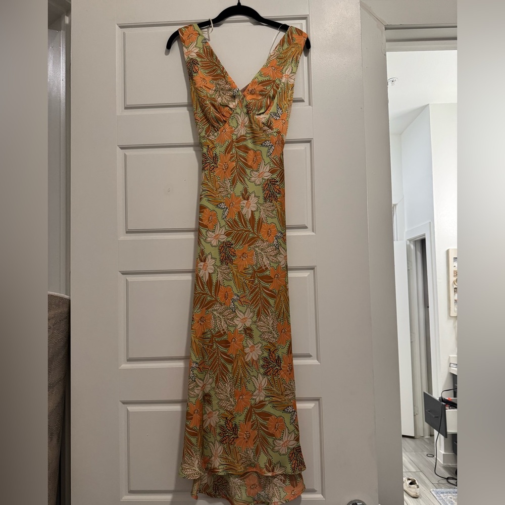 Floral Orange Sleeveless Dress